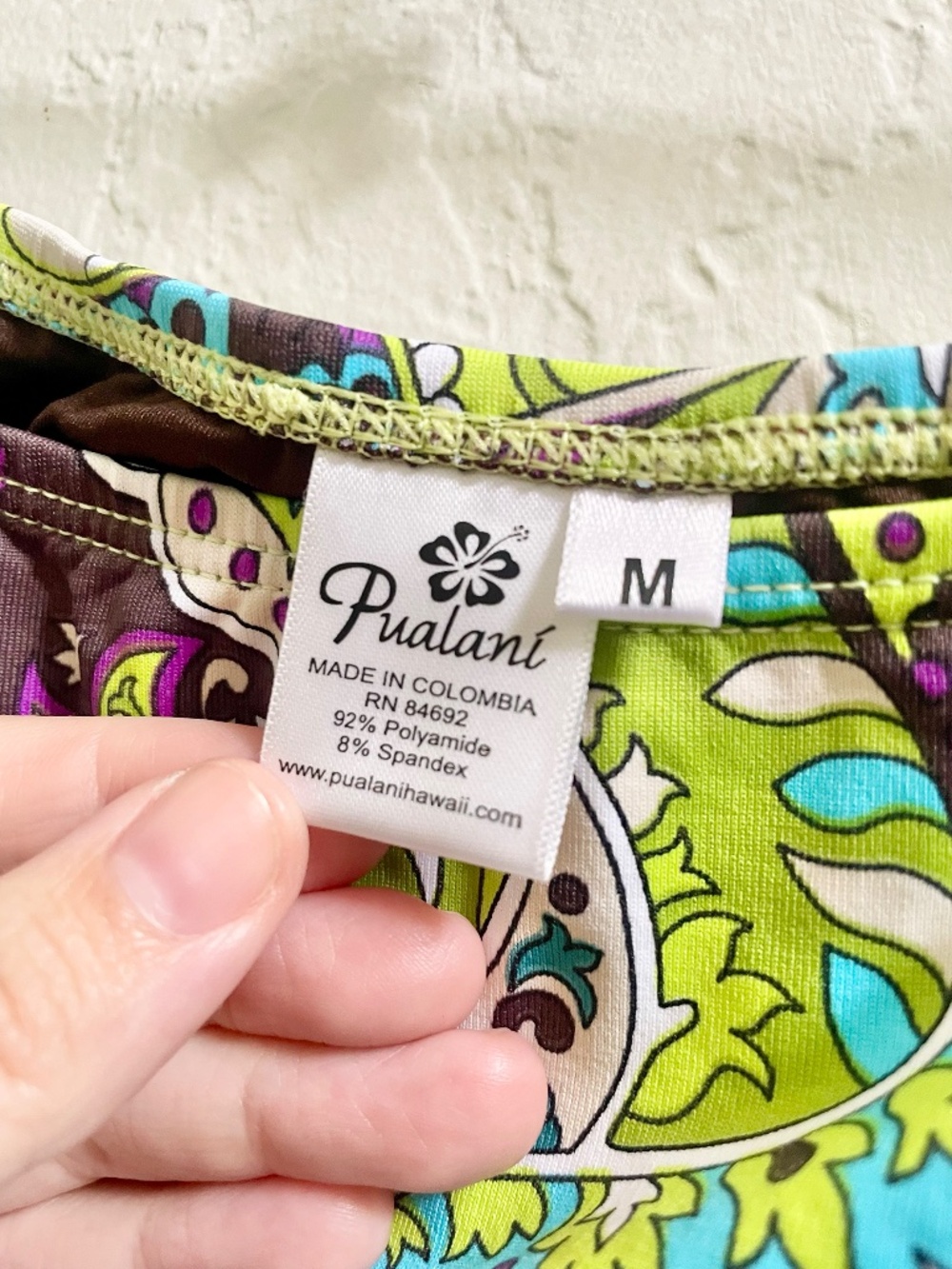 Pualani Hawaii Bikini Bottoms - Paisley Blue Green Tie Side - Size Medium - Picture 3 of 8